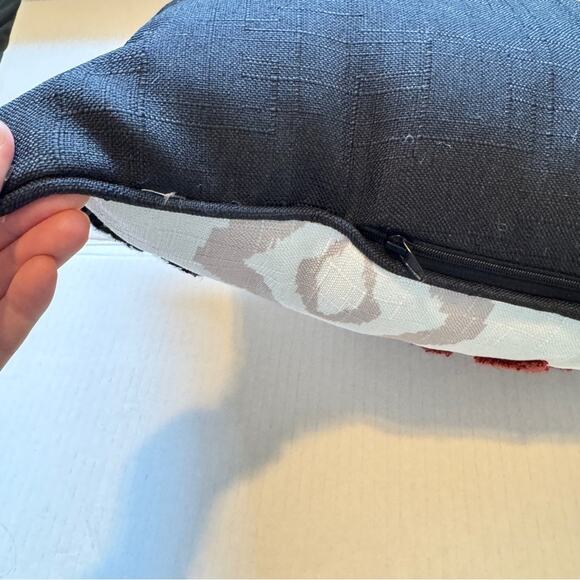 Cream Red Black Ikat Embroidered Throw Pillow Boho Home Decor 13x19 - Picture 4 of 9